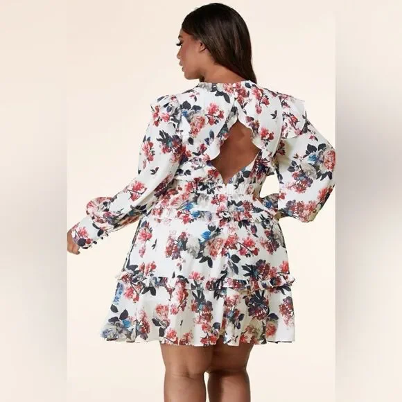 Floral Print FitâŸ& Flare Dress Size: 2XL SKU: F0BN567