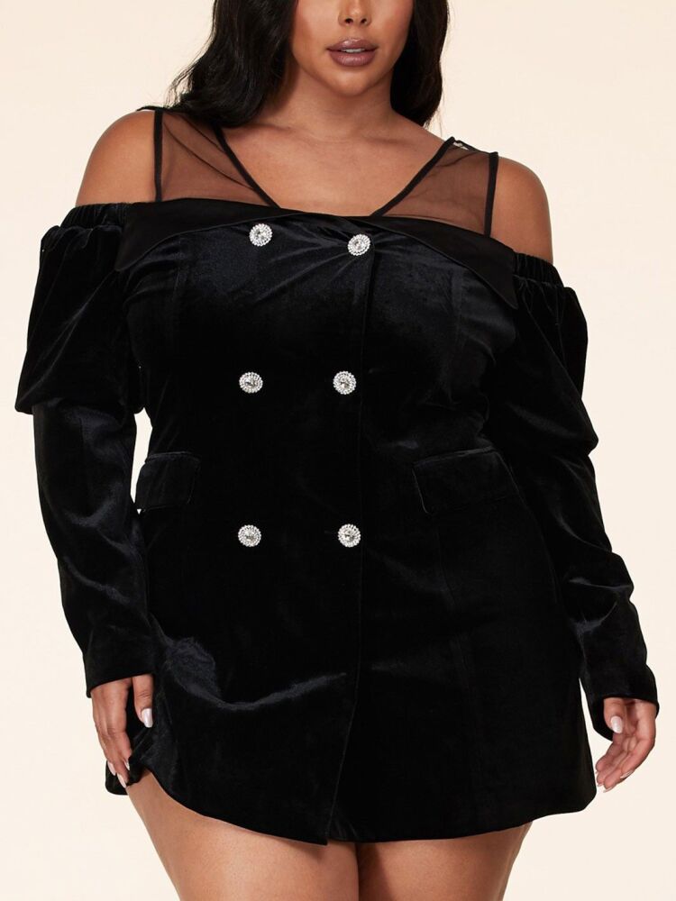 Velvet Affair Off-Shoulder Blazer Dress Size: 1XL SKU: D0G8791