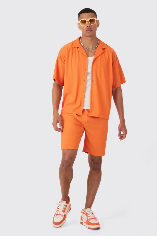 Orange Regular Fit Ribbed Short SKU: H78796M