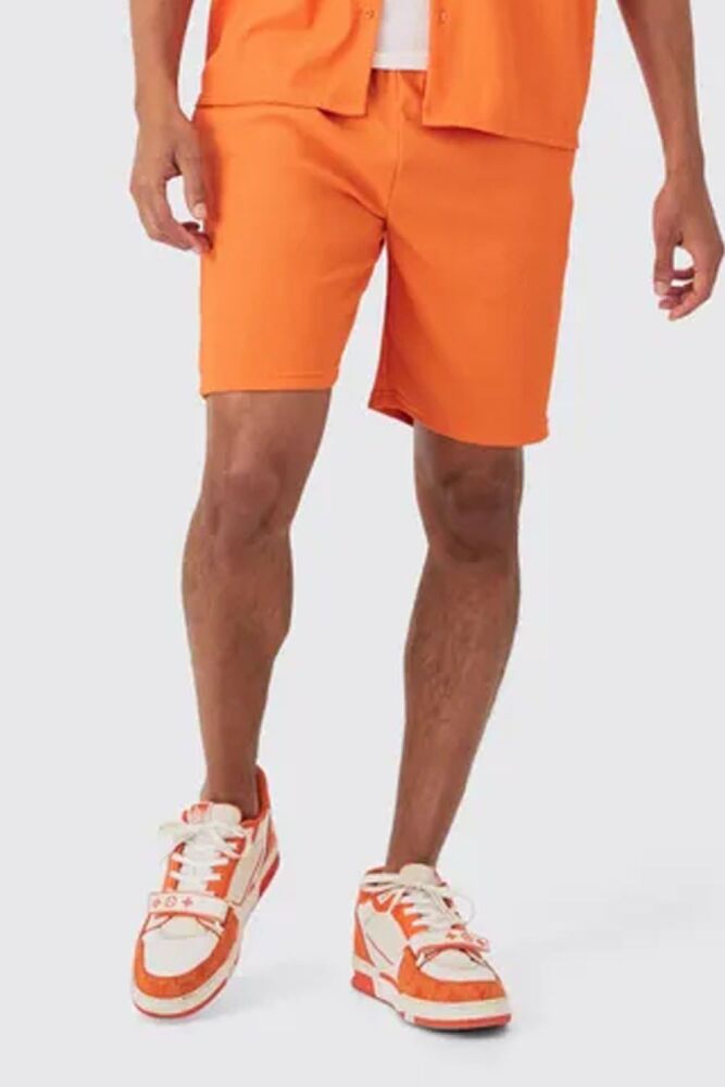 Orange Regular Fit Ribbed Short SKU: H78796M