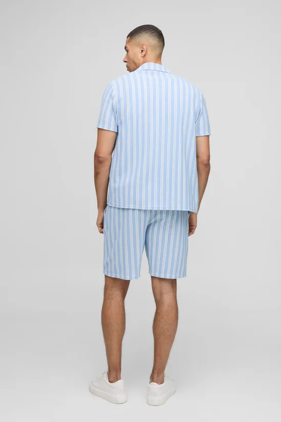 Regular Fit Textured Stripe Revere Collar Jersey Shirt SKU: H87901B