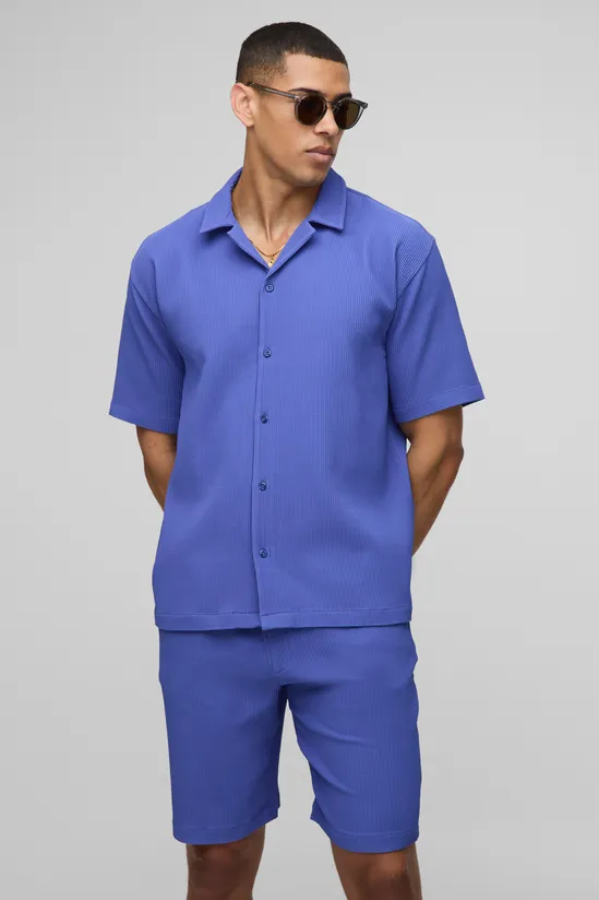 Oversized Revere Pleated Shorts – Cobalt SKU: H9708HH