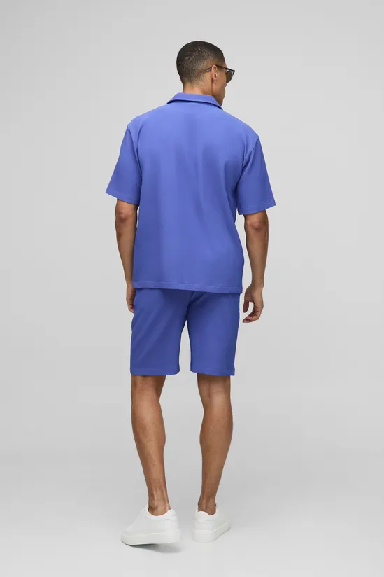 Oversized Revere Pleated Shorts – Cobalt SKU: H9708HH