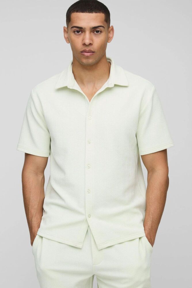Short Sleeve Mint Jersey Herringbone Shirt SKU: H879H0H