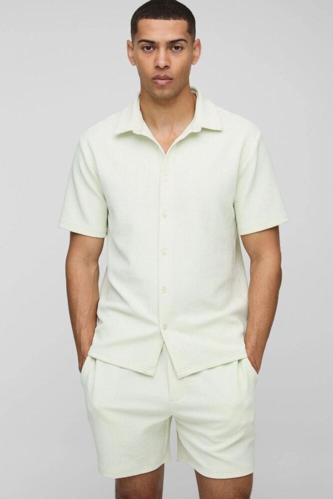 Short Sleeve Mint Jersey Herringbone Shirt SKU: H879H0H