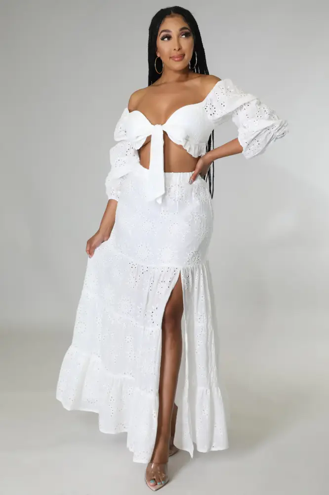 White High Waisted Skirt Set Size: S SKU: H87973D