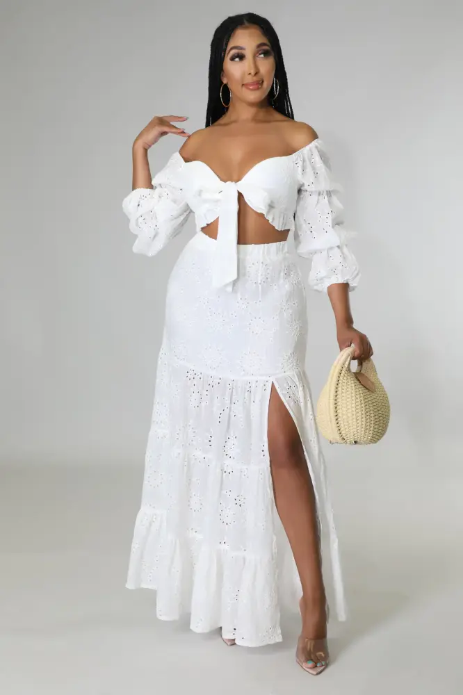 White High Waisted Skirt Set Size: S SKU: H87973D