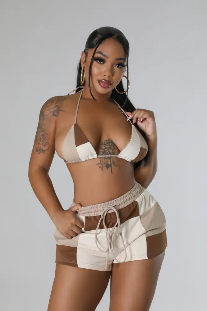 Beige Combo Lynsie Short Set Size: L SKU: U789601