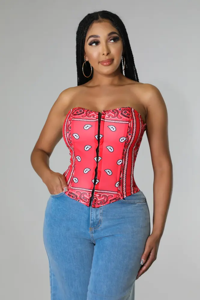 Red Corset Top Sweetheart Top SKU: 685B657