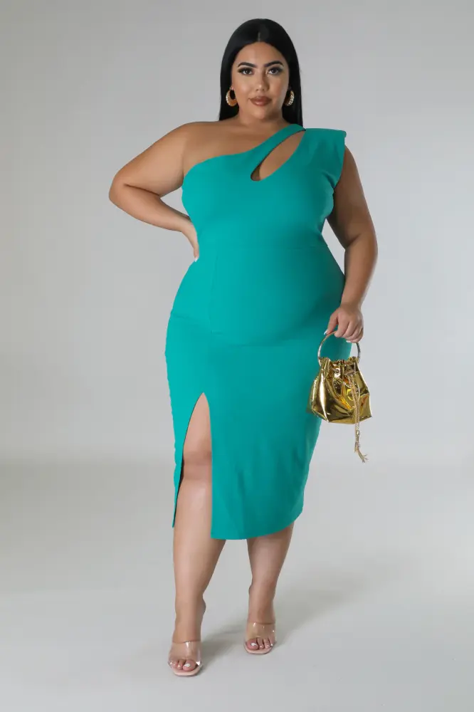 (Coming Soon) Make It Fierce One-Shoulder Cutout Midi Dress Size: 2XL SKU: 0178975