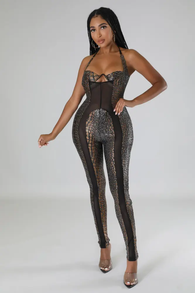 (Coming Soon) Make It Dazzle Black Sheer Sequin Jumpsuit Size: M SKU: 5657221