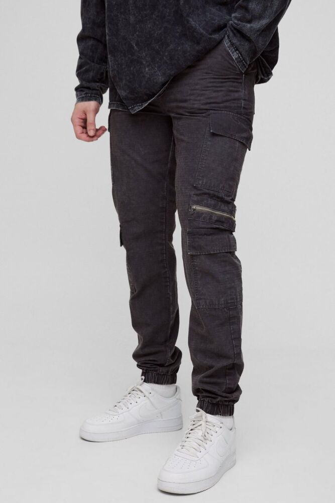 COMING SOON! Washed Ripstop Zip-Detail Cargo Jeans SKU#: L947613