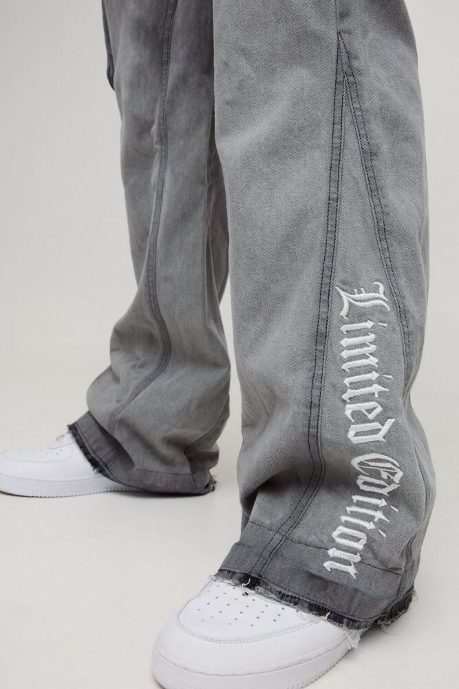 COMING SOON! Grey Appliqué Flared Cargo Jeans Size: 38 SKU#: L836154