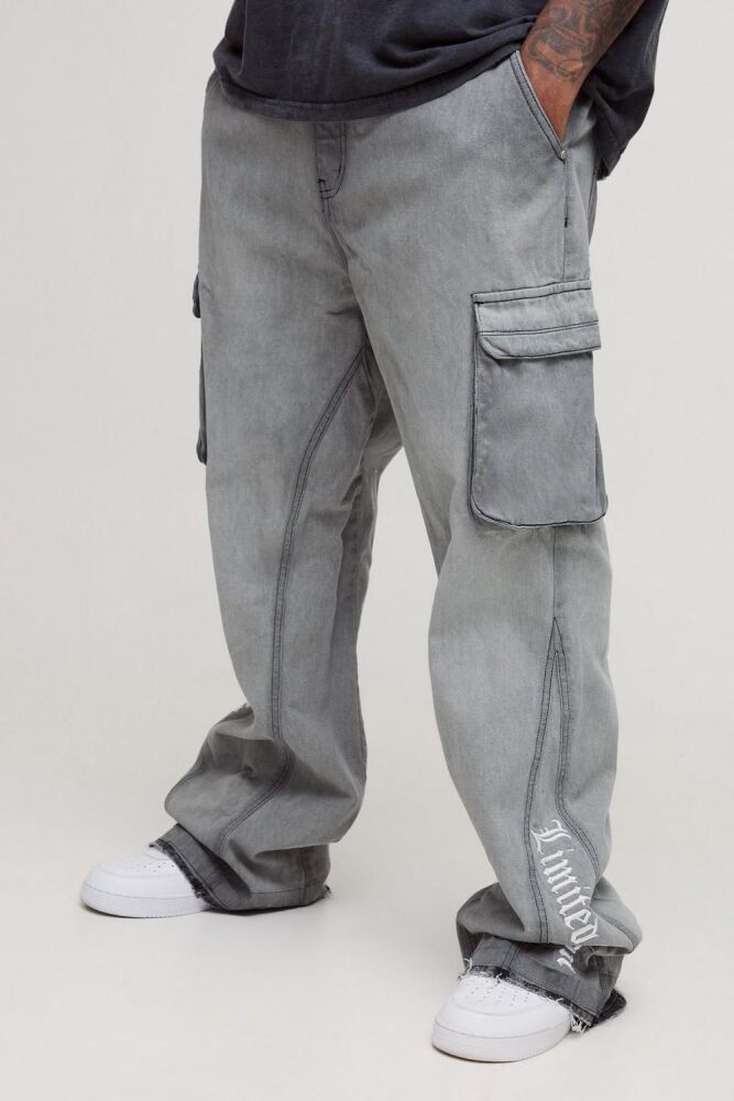 COMING SOON! Grey Appliqué Flared Cargo Jeans Size: 38 SKU#: L836154