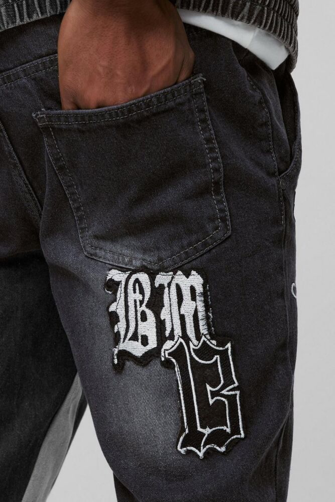 COMING SOON! Washed Black Varsity Badge Flared Jeans Size: 32R SKU#: L846231