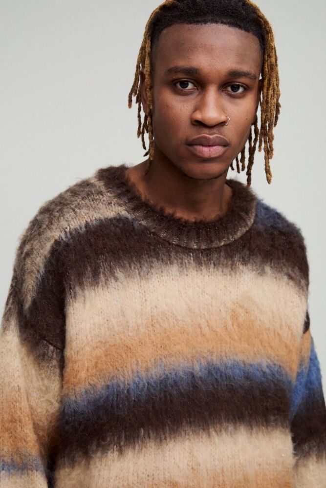 COMING SOON! Stone Brushed Stripe Knit Sweater Size: S SKU#: 0852194