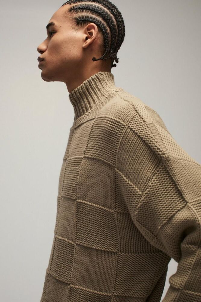 COMING SOON! Stone Oversized Plaid Funnel Neck Sweater SKU#: 0327461
