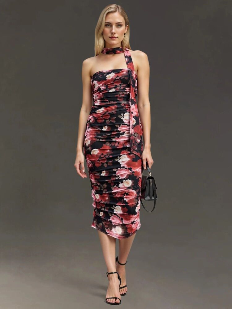 COMING SOON! Floral Midnight Elegance Midi Dress Size: S SKU: A284617