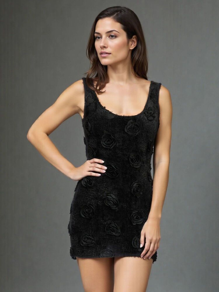 COMING SOON! Black Rose Textured Mini Dress Size: S SKU: A927314