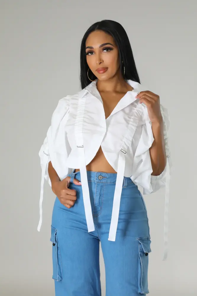 White Long Sleeves Straps Top Size: S SKU: H6768H4