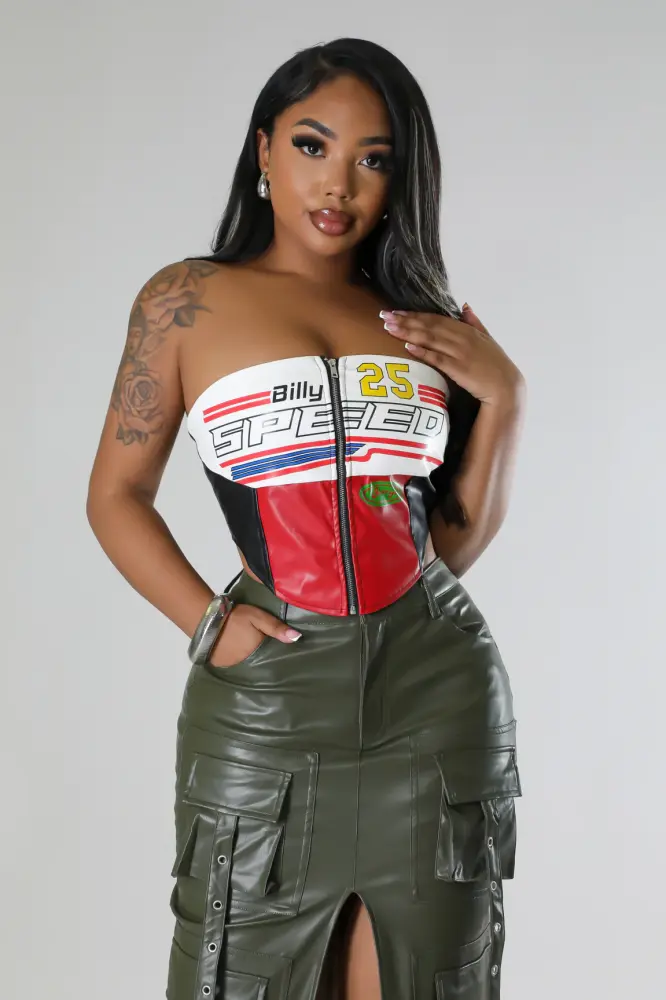 Moto Graphic Bustier Top Size: S SKU: H980844