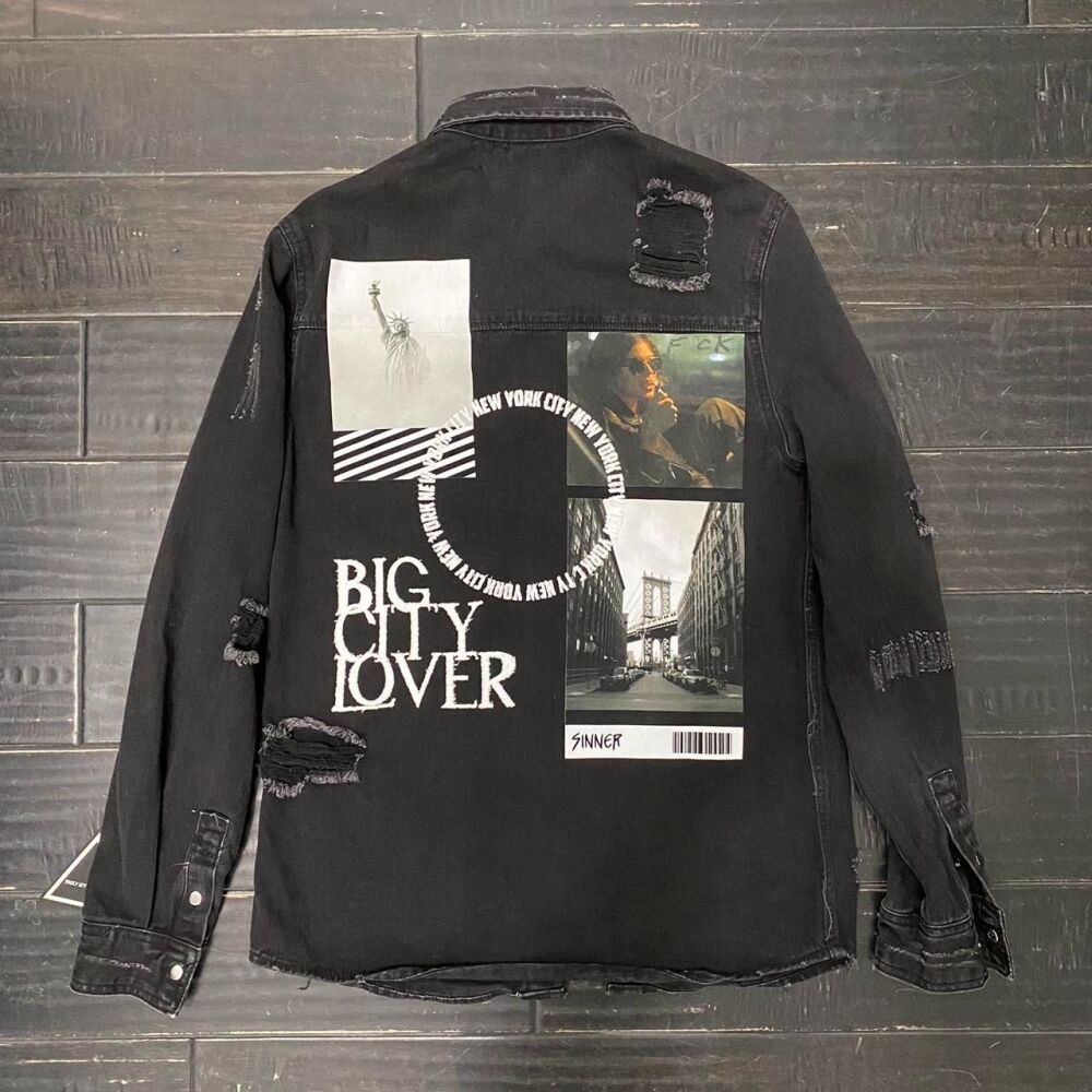 Unisex Big City Lover Graphic Denim Jacket Size: SKU: 6768X33