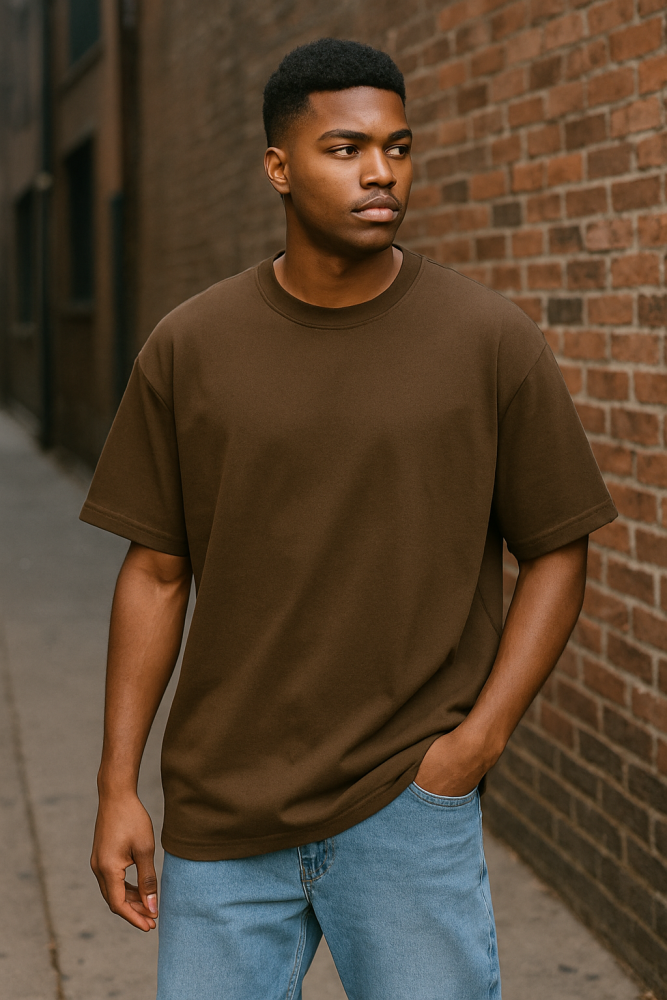 Minimalist Brown Oversized Tee Size: M SKU: 7811204