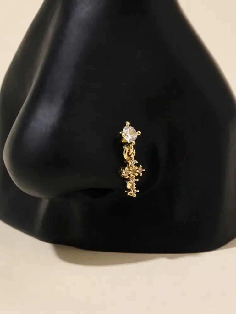 Fashion Crystal Cross Drop Nose Ring SKU: Y768601