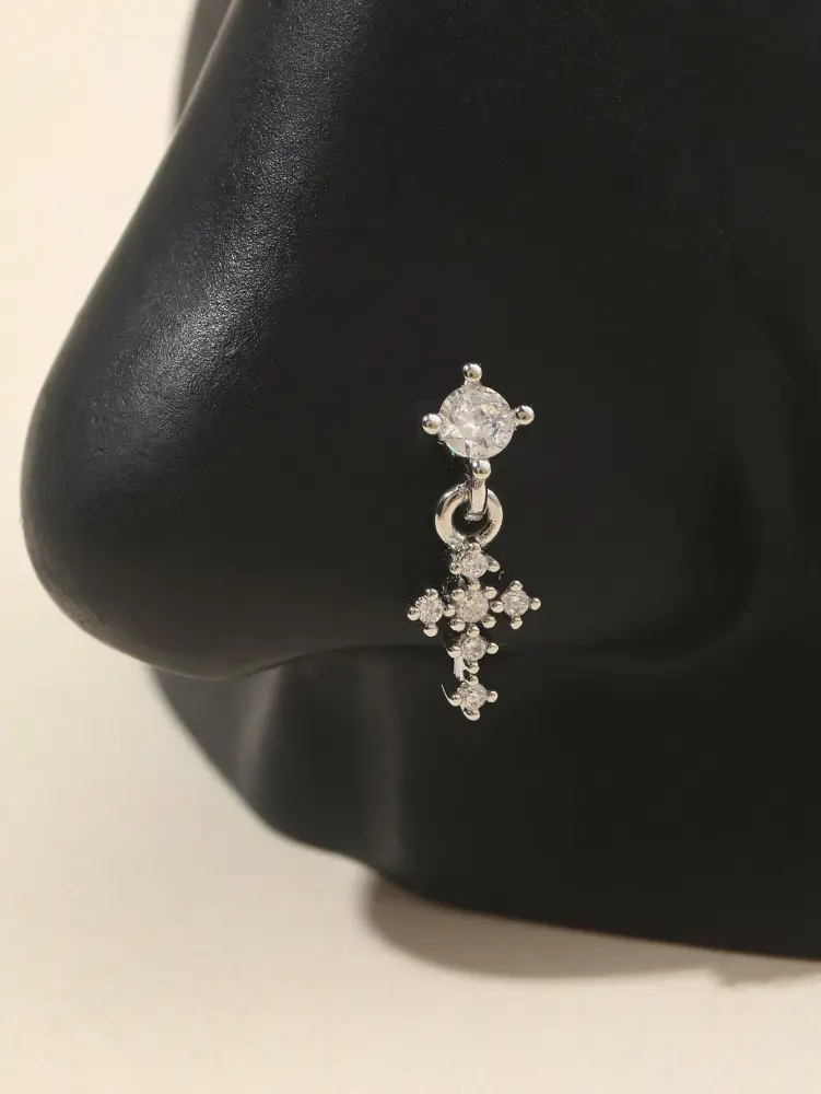 Fashion Crystal Cross Drop Nose Ring SKU: Y768601