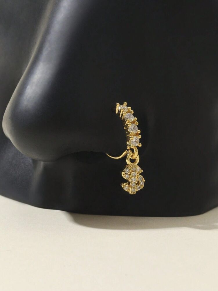 Rhinestone Dollar Sign Dangle Nose Ring SKU: H898201