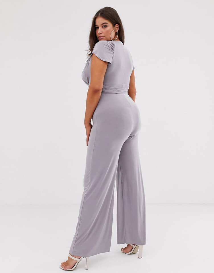 Gray/Twist Detail Super Stretch Jumpsuit Size: 1X SKU: 5455512