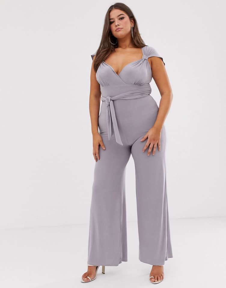 Gray/Twist Detail Super Stretch Jumpsuit Size: 1X SKU: 5455512