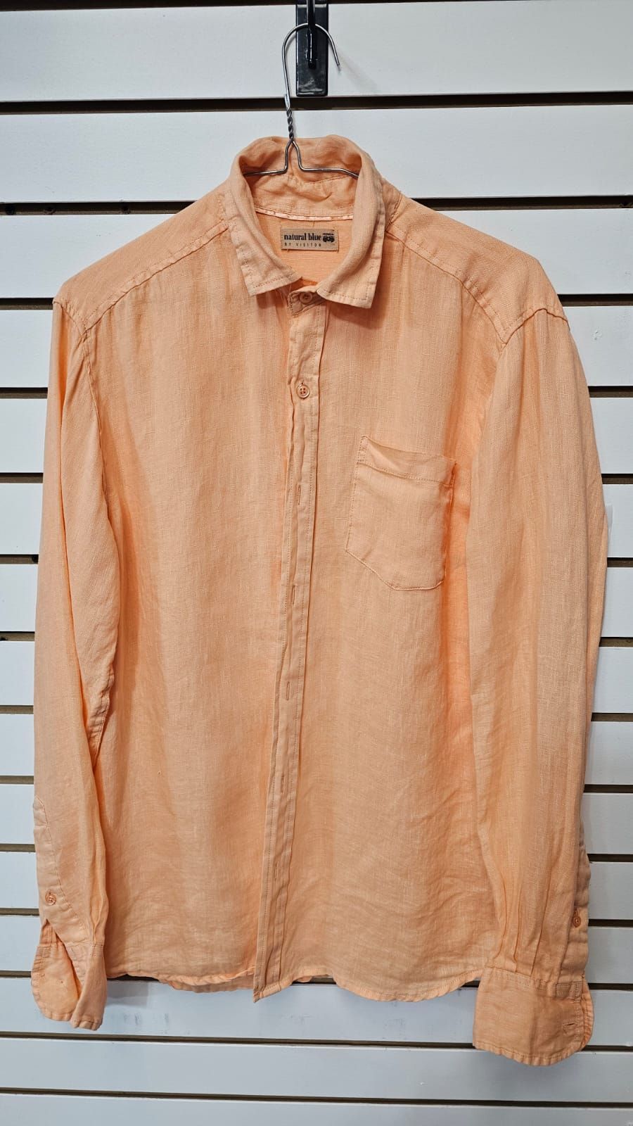 Peach Linen Long Sleeve Button Up Shirt Size: S SKU: 768M980