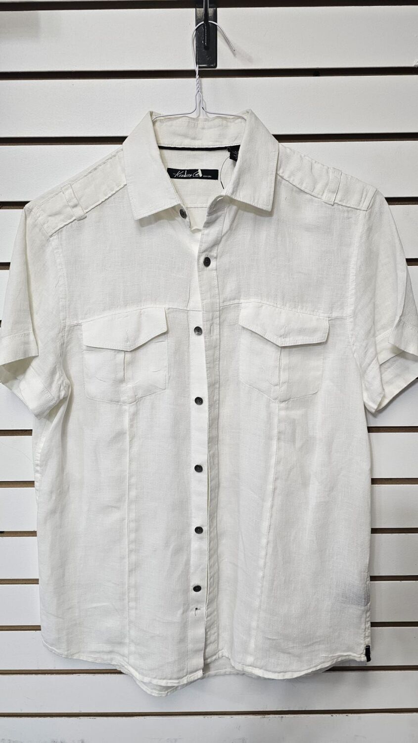Kenneth Cole New York 100% Capri Linen Short Sleeve Shirt Size: S SKU: 5675