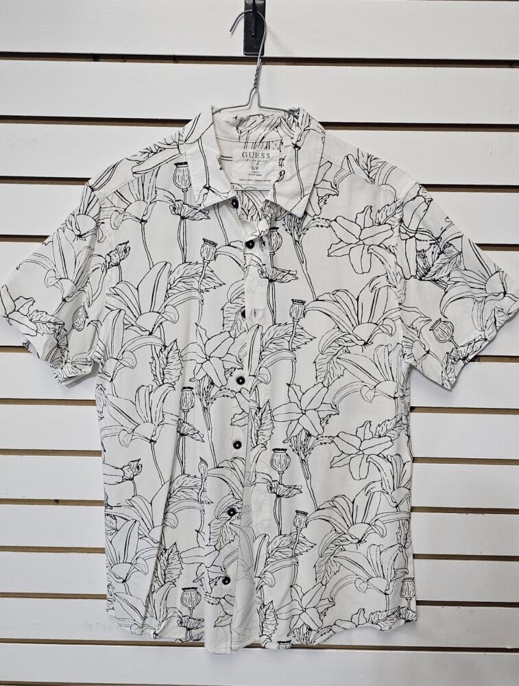 White Sketch Garden Button-Up Shirt Size: S SKU: U676832