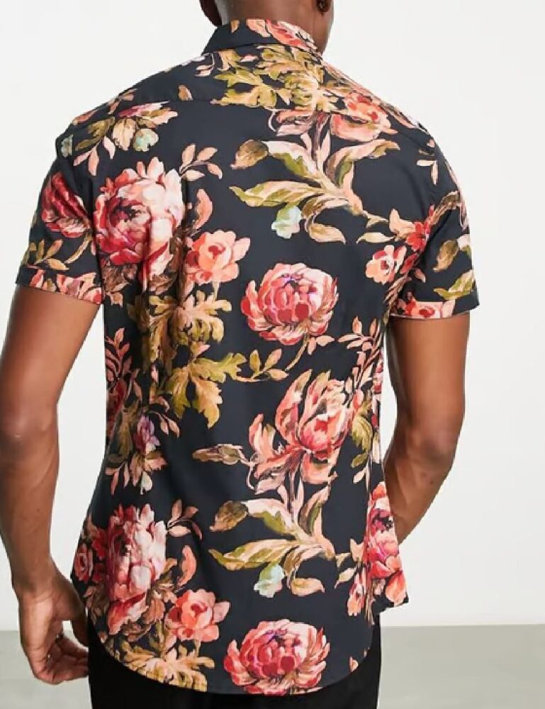 Midnight Rose Floral Shirt Size: L SKU: U678501