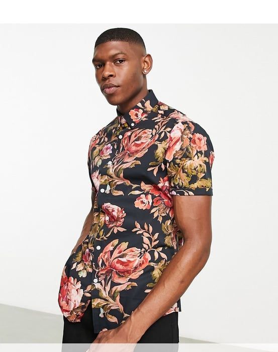 Midnight Rose Floral Shirt Size: L SKU: U678501