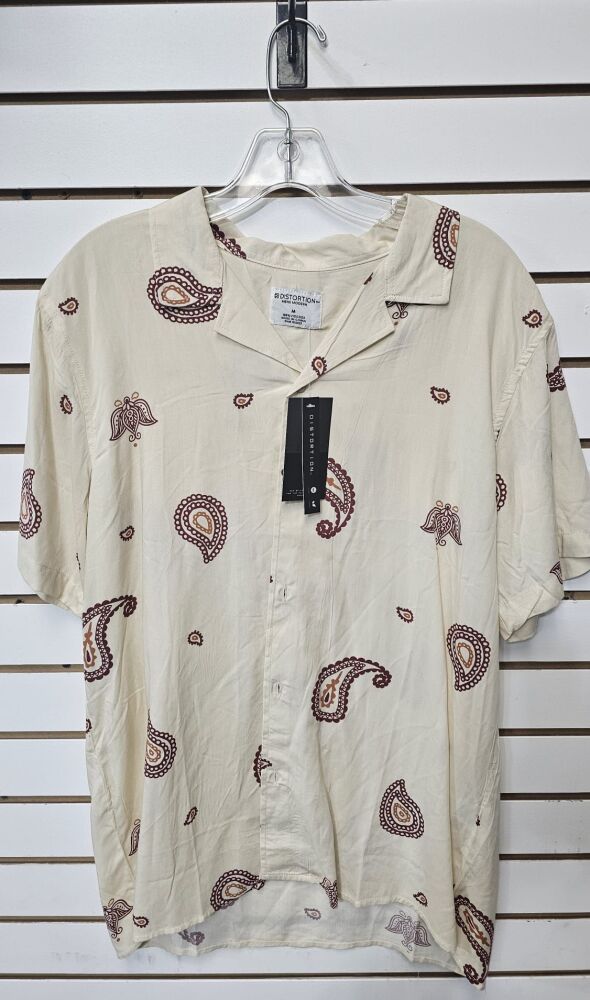 Short Sleeve Revere Collar Print Shirt Size: M SKU: 87H87H0