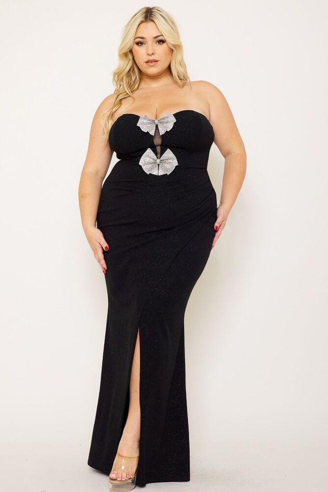 Glittered Midnight Bow Elegance Gown SKU: M5679H9