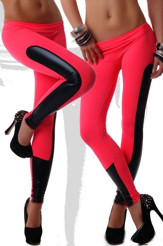 Red Leather Trim Legging Size: M