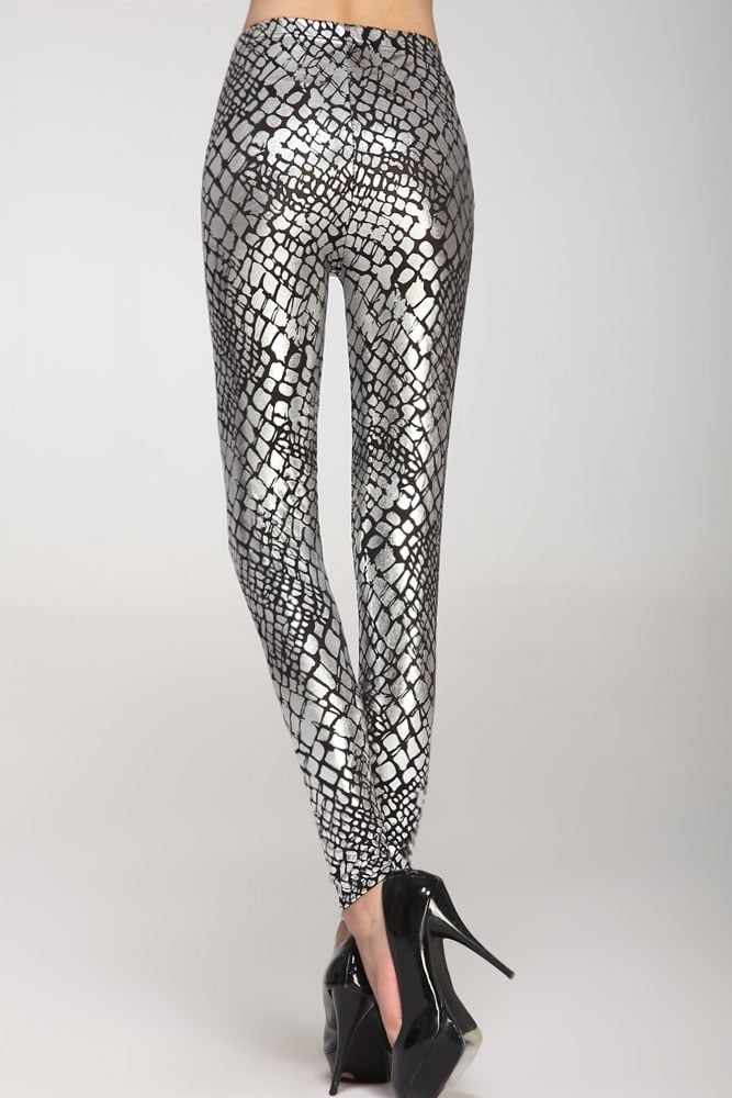 Metallic Silver Legging Size: M