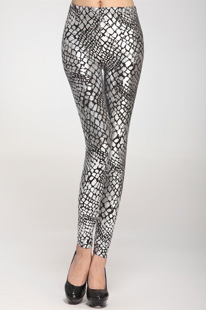 Metallic Silver Legging Size: M