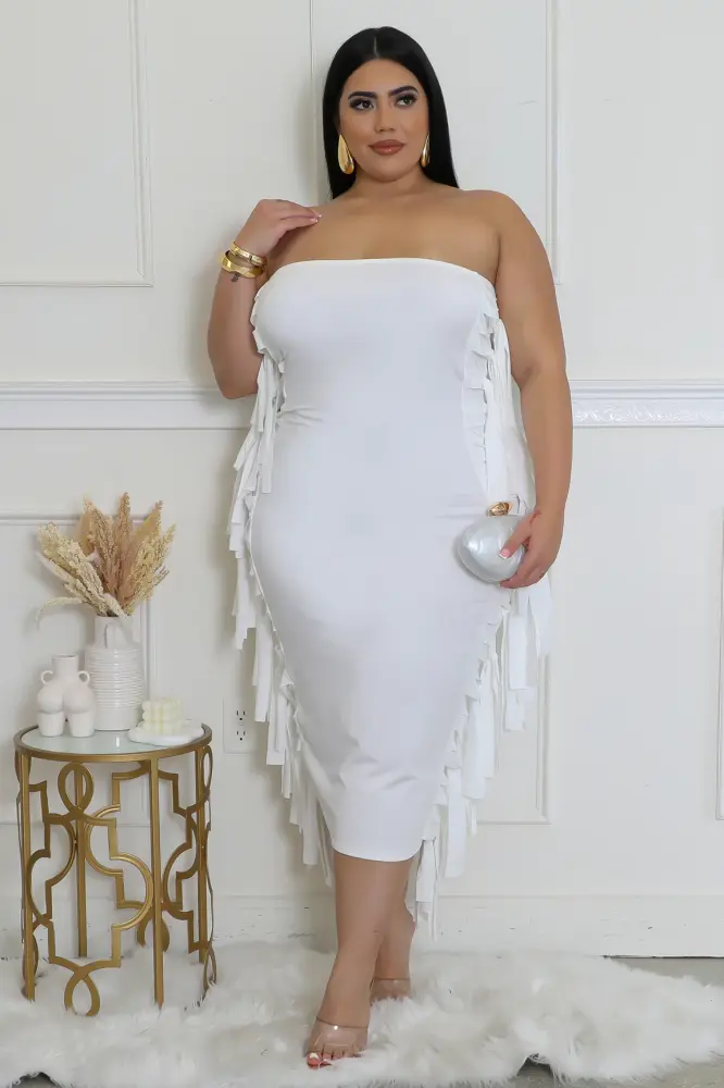 White Stretch Match Made Tube Top Dress SKU: H98104H