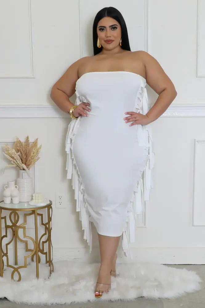 White Stretch Match Made Tube Top Dress SKU: H98104H