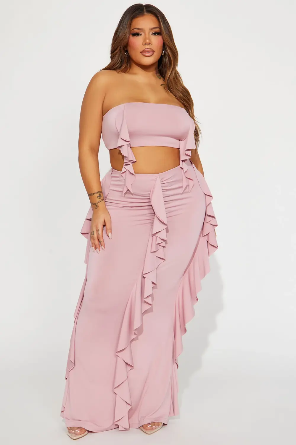 Mauve Love Affair Ruffle Skirt Set Size: 1XL SKU: G6750912