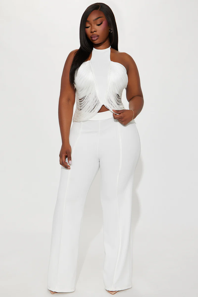 White Bandage Fringe Halter Top SKU: 56772B1