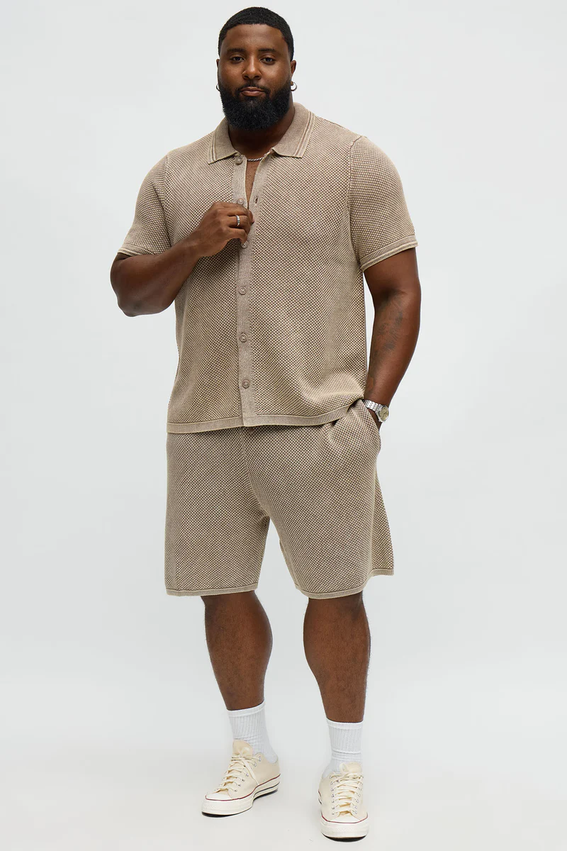 Brown Relaxed Washed Knit Short Size: L SKU: S546091