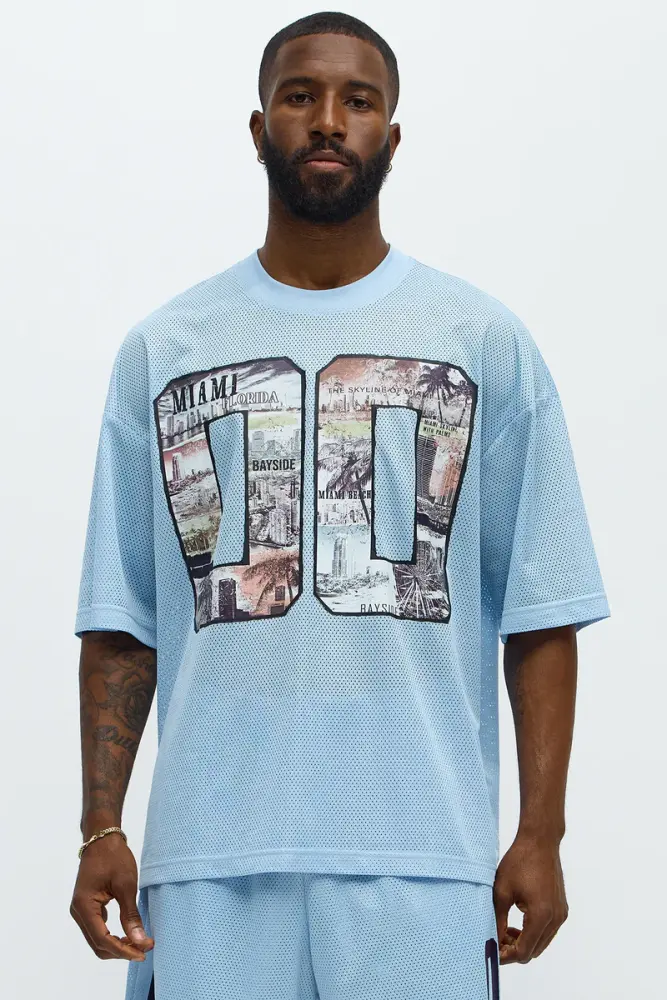 Blue Regular Fit LA To MIA T-shirt Blue SKU: 65B6741
