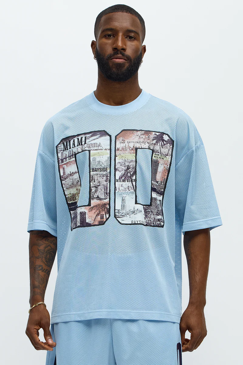 Blue Regular Fit LA To MIA T-shirt Blue SKU: 65B6741