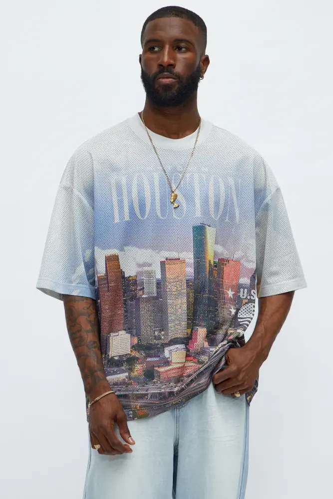 Multi Color Regular Fit Houston Print T-shirt SKU: 768H781